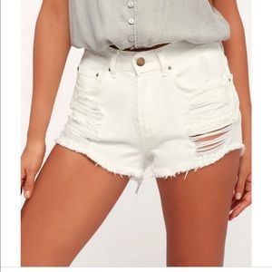 Billabong white distressed denim shorts